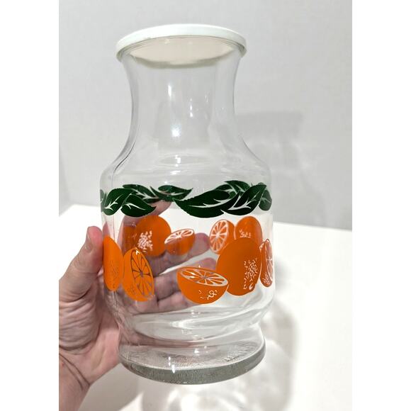 Vtg Anchor Hocking Glass Orange Blossom Juice Carafe w Lid Jar Jug Pitcher - Picture 13 of 14